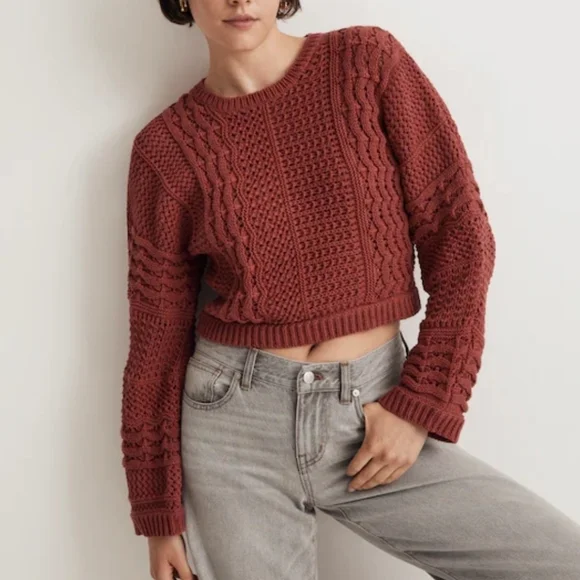 Madewell Crochet Crop Knit Sweater - XL - Picture 1 of 7